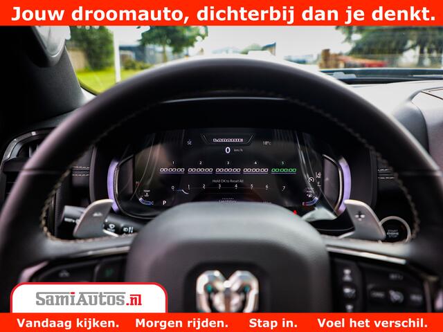 Dodge 1500 RAM GT EDITION | 5.7 HEMI V8 402PK | VIRTUAL COCKPIT | HEAD-UP | ADAPTIVE CRUISE | 360 CAMERA | TRX PACK | VOLLE UITVOERING Comfortabele Dubbele Cabine met Royale 5 Zitplaatsen | BPM vrij | Nu Leverbaar uit Voorraad | Voorraad Nr 2435