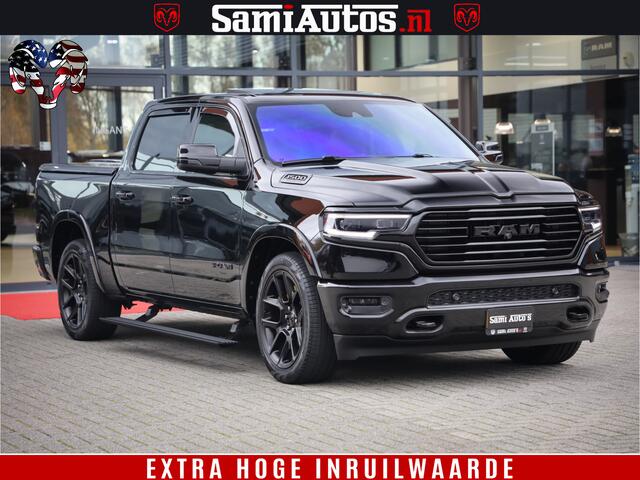 Dodge 1500 Ram BLACK OPS LONGHORN 5.7 V8 HEMI | 8820KM! | BOM VOL | HUD | LUCHTVERING | PANO | 200L LPG | ADAPTIVE CRUISE | DIGI VIRTUAL CLUSTER | CARPLAY | 3500KG | HEADUP | CREW CAB DUBBELE CABINE | 5 PERSOONS | ZWART MET BRUIN LEDER | Z.G.A.N