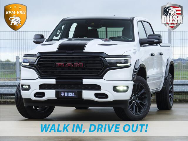 Dodge 1500 RAM | Limited | 5.7 V8 | HEMI | Night Edition | Panorama dak | Luchtvering | BPM-VRIJ | Bright white Getoonde accessoires zijn verkrijgbaar tegen meerprijs