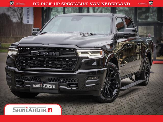 Dodge RAM PICKUP 1500 DE MEEST LUXUEUZE LIMITED NIGHT HIGH OUTPUT H.O 540PK 706 Nm 2025 | XB9 | MASSAGE | BOM VOL | CREW CAB | DUBBELE CABINE | GRIJSKENTEKEN | VOORRAAD NR 2333 - 5129