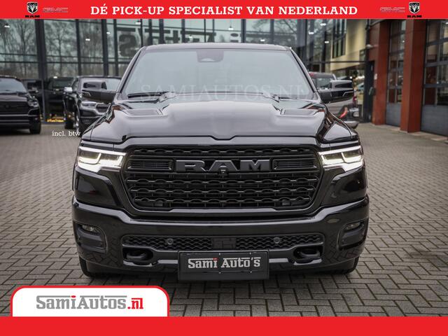 Dodge RAM PICKUP 1500 DE MEEST LUXUEUZE LIMITED NIGHT HIGH OUTPUT H.O 540PK 706 Nm 2025 | XB9 | MASSAGE | BOM VOL | CREW CAB | DUBBELE CABINE | GRIJSKENTEKEN | VOORRAAD NR 2333 - 5129