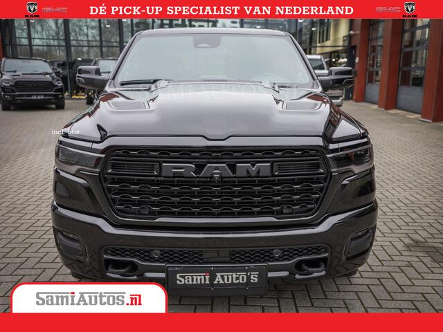Dodge RAM PICKUP 1500 DE MEEST LUXUEUZE LIMITED NIGHT HIGH OUTPUT H.O 540PK 706 Nm 2025 | XB9 | MASSAGE | BOM VOL | CREW CAB | DUBBELE CABINE | GRIJSKENTEKEN | VOORRAAD NR 2333 - 5129
