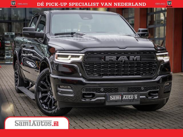 Dodge RAM PICKUP 1500 DE MEEST LUXUEUZE LIMITED NIGHT HIGH OUTPUT H.O 540PK 706 Nm 2025 | XB9 | MASSAGE | BOM VOL | CREW CAB | DUBBELE CABINE | GRIJSKENTEKEN | VOORRAAD NR 2333 - 5129