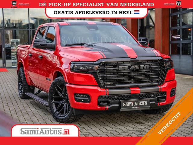 Dodge RAM PICKUP 2025 NIGHT PREMIUM | BOM VOL + 14.4 INCH SCHERM + LUCHTVERING + HUD | HURRICANE 420PK 636 Nm | PRIJS MET LPG EN COVER EN GARANTIE | DUBBELE CABINE | PICK UP | 5 PERSOONS | DC | GRIJSKENTEKEN | PR4 FLAME RED | VOORRAAD NR 2234 - 4995