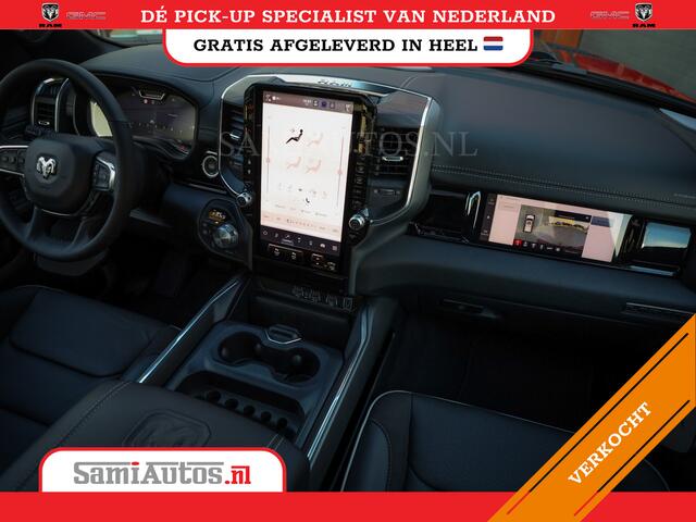 Dodge RAM PICKUP 2025 NIGHT PREMIUM | BOM VOL + 14.4 INCH SCHERM + LUCHTVERING + HUD | HURRICANE 420PK 636 Nm | PRIJS MET LPG EN COVER EN GARANTIE | DUBBELE CABINE | PICK UP | 5 PERSOONS | DC | GRIJSKENTEKEN | PR4 FLAME RED | VOORRAAD NR 2234 - 4995