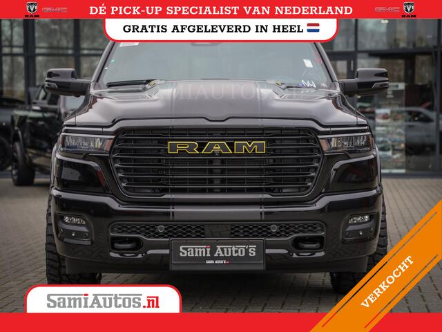 Dodge RAM PICKUP PREMIUM NIGHT | MAY 2025 BOM VOL + HUD & 14.4 INCH SCHERM | LUCHTVERING | 420PK 636 Nm | PRIJS MET LPG EN COVER EN GARANTIE | DUBBELE CABINE | PICK UP | 5 PERSOONS | DC | GRIJSKENTEKEN | VOORRAAD NR 2232 - 3424