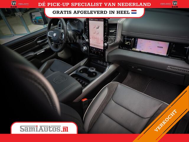 Dodge RAM PICKUP PREMIUM NIGHT | MAY 2025 BOM VOL + HUD & 14.4 INCH SCHERM | LUCHTVERING | 420PK 636 Nm | PRIJS MET LPG EN COVER EN GARANTIE | DUBBELE CABINE | PICK UP | 5 PERSOONS | DC | GRIJSKENTEKEN | VOORRAAD NR 2232 - 3424