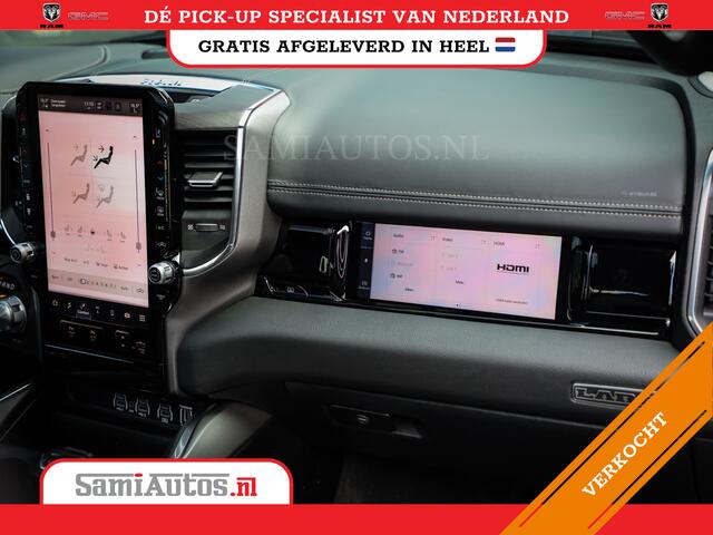 Dodge RAM PICKUP PREMIUM NIGHT | MAY 2025 BOM VOL + HUD & 14.4 INCH SCHERM | LUCHTVERING | 420PK 636 Nm | PRIJS MET LPG EN COVER EN GARANTIE | DUBBELE CABINE | PICK UP | 5 PERSOONS | DC | GRIJSKENTEKEN | VOORRAAD NR 2232 - 3424