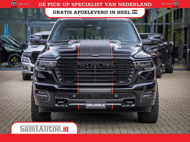 Dodge RAM PICKUP PREMIUM NIGHT EDITION | | 420PK 636 Nm | BOM VOL + 14.4 INCH SCHERM | LUCHTVERING | HUD | PRIJS MET LPG EN COVER EN GARANTIE | DUBBELE CABINE | PICK UP | 5 PERSOONS | DC | GRIJSKENTEKEN | VOORRAAD NR 2283 - 3326