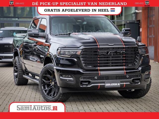 Dodge RAM PICKUP PREMIUM NIGHT EDITION | | 420PK 636 Nm | BOM VOL + 14.4 INCH SCHERM | LUCHTVERING | HUD | PRIJS MET LPG EN COVER EN GARANTIE | DUBBELE CABINE | PICK UP | 5 PERSOONS | DC | GRIJSKENTEKEN | VOORRAAD NR 2283 - 3326