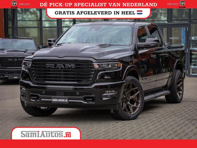 Dodge RAM PICKUP 2025 LARAMIE NIGHT | 14,4 SCHERM + 10.2 INCH PASSENGER SCREEN | HURRICANE 420PK 636 Nm | PRIJS MET LPG EN COVER EN GARANTIE | DUBBELE CABINE | PICK UP | 5 PERSOONS | DC | GRIJSKENTEKEN | VOORAAD 2220 - 5039