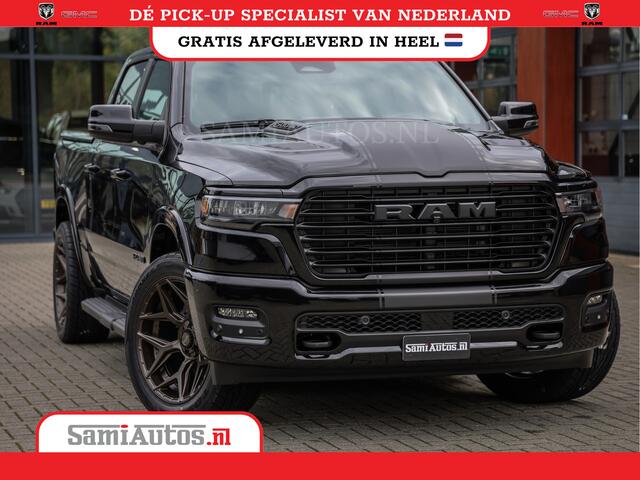 Dodge RAM PICKUP 2025 LARAMIE NIGHT | 14,4 SCHERM + 10.2 INCH PASSENGER SCREEN | HURRICANE 420PK 636 Nm | PRIJS MET LPG EN COVER EN GARANTIE | DUBBELE CABINE | PICK UP | 5 PERSOONS | DC | GRIJSKENTEKEN | VOORAAD 2220 - 5039