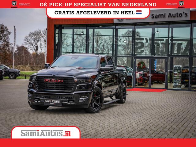 Dodge RAM PICKUP NIGHT PREMIUM 2025 | BOM VOL + 14.4 INCH SCHERM | LUCHTVERING | HUD | 420PK 636 Nm | PRIJS MET LPG EN COVER EN GARANTIE | DUBBELE CABINE | PICK UP | 5 PERSOONS | DC | GRIJSKENTEKEN | VOORRAAD NR 2200 - 0886