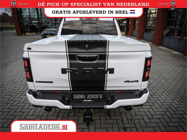 Dodge RAM PICKUP PREMIUM NIGHT 2025 | BOM VOL + 14.4 INCH SCHERM | LUCHTVERING | HUD | HURRICAN 420PK 636 Nm | PRIJS MET LPG EN COVER EN GARANTIE | DUBBELE CABINE | PICK UP | 5 PERSOONS | DC | GRIJSKENTEKEN | PW7 BRIGHT WHITE | VOORRAAD NR 2230 - 8765