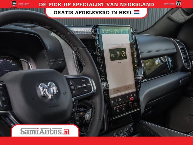 Dodge RAM PICKUP PREMIUM NIGHT 2025 | BOM VOL + 14.4 INCH SCHERM | LUCHTVERING | HUD | HURRICAN 420PK 636 Nm | PRIJS MET LPG EN COVER EN GARANTIE | DUBBELE CABINE | PICK UP | 5 PERSOONS | DC | GRIJSKENTEKEN | PW7 BRIGHT WHITE | VOORRAAD NR 2230 - 8765