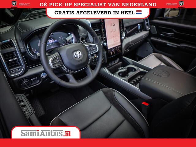 Dodge RAM PICKUP NIGHT PREMIUM | BOM VOL + 14.4 INCH SCHERM | LUCHTVERING | HUD | 420PK 636 Nm | PRIJS MET LPG EN COVER EN GARANTIE | DUBBELE CABINE | PICK UP | 5 PERSOONS | DC | GRIJSKENTEKEN | VOORRAAD NR 2282 - 3332