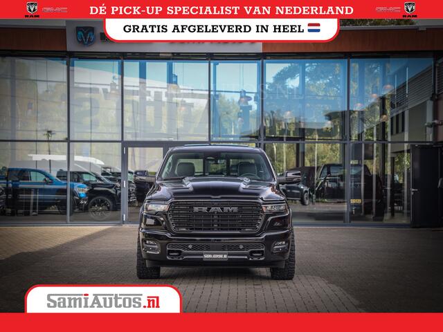 Dodge RAM PICKUP NIGHT PREMIUM | BOM VOL + 14.4 INCH SCHERM | LUCHTVERING | HUD | 420PK 636 Nm | PRIJS MET LPG EN COVER EN GARANTIE | DUBBELE CABINE | PICK UP | 5 PERSOONS | DC | GRIJSKENTEKEN | VOORRAAD NR 2282 - 3332
