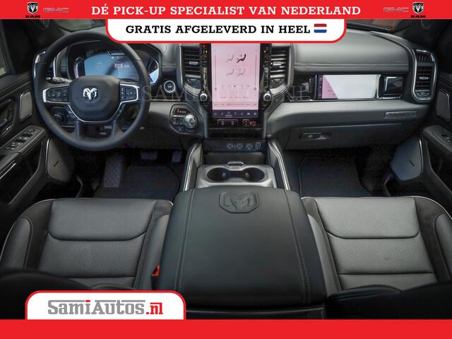 Dodge RAM PICKUP NIGHT PREMIUM | BOM VOL + 14.4 INCH SCHERM | LUCHTVERING | HUD | 420PK 636 Nm | PRIJS MET LPG EN COVER EN GARANTIE | DUBBELE CABINE | PICK UP | 5 PERSOONS | DC | GRIJSKENTEKEN | VOORRAAD NR 2282 - 3332