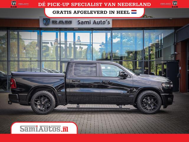 Dodge RAM PICKUP NIGHT PREMIUM | BOM VOL + 14.4 INCH SCHERM | LUCHTVERING | HUD | 420PK 636 Nm | PRIJS MET LPG EN COVER EN GARANTIE | DUBBELE CABINE | PICK UP | 5 PERSOONS | DC | GRIJSKENTEKEN | VOORRAAD NR 2282 - 3332