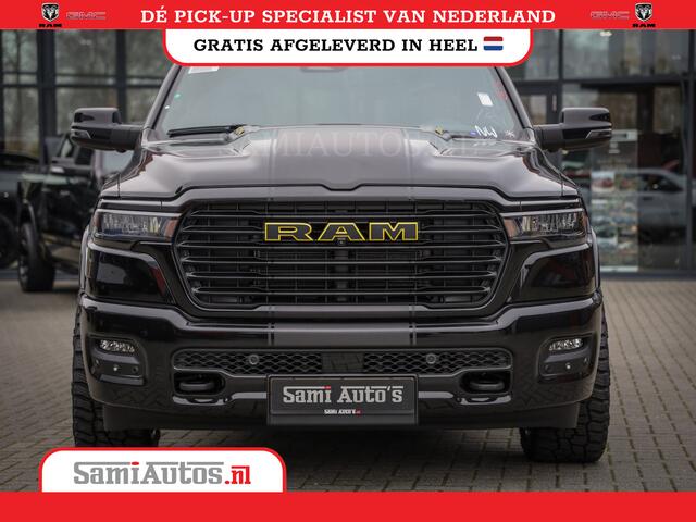 Dodge RAM PICKUP PREMIUM | MAY 2025 BOM VOL | HEAD UP + 14.4 INCH SCHERM | LUCHTVERING | 420PK 636 Nm | PRIJS MET LPG EN COVER EN GARANTIE | DUBBELE CABINE | PICK UP | 5 PERSOONS | DC | GRIJSKENTEKEN | VOORRAAD NR 2288 - 4952
