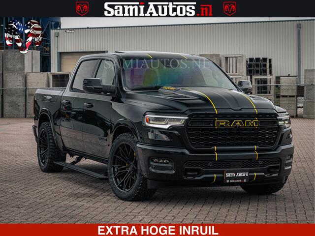 Dodge RAM PICKUP Limited Night H.O 540HP 706Nm | Massage + Full Option | De Meest Luxe en Volle Pick-Up in zijn Klasse | Comfortabele Dubbele Cabine met Royale 5 Zitplaatsen | BPM vrij | Nu Leverbaar uit Voorraad | Voorraad Nr 2370 - 5411