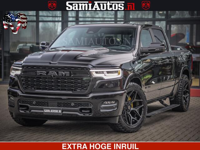 Dodge RAM PICKUP LIMITED NIGHT H.O 540 PK 706 Nm | XB9 | MASSAGE | BOM VOL | CREW CAB | DUBBELE CABINE | GRIJSKENTEKEN | 5 PERSOONS | DE MEEST LUXUEUZE en BEGEERDE Pick-up