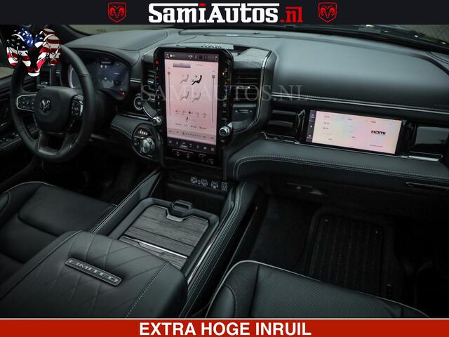 Dodge RAM PICKUP LIMITED NIGHT H.O 540 PK 706 Nm | XB9 | MASSAGE | BOM VOL | CREW CAB | DUBBELE CABINE | GRIJSKENTEKEN | 5 PERSOONS | DE MEEST LUXUEUZE en BEGEERDE Pick-up