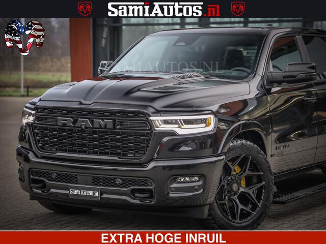 Dodge RAM PICKUP LIMITED NIGHT H.O 540 PK 706 Nm | XB9 | MASSAGE | BOM VOL | CREW CAB | DUBBELE CABINE | GRIJSKENTEKEN | 5 PERSOONS | DE MEEST LUXUEUZE en BEGEERDE Pick-up