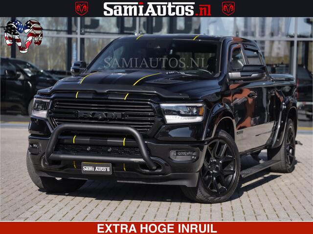 Dodge RAM PICKUP HULK PACK | BULLBAR | 5.7 V8 | HUD | PANO | DIGI CLUSTER | 360CAM | ADAPTIVE CRUISE | HEADUP | DIGITALE BINNENSPIEGEL | LARAMIE SPORT 4X4 | 3500KG | LEDER | LANE ASSIST | DODE HOEK INSTALLATIE |