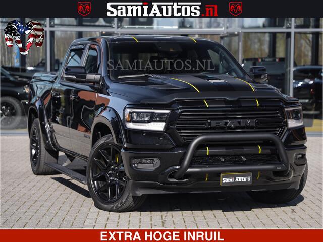 Dodge RAM PICKUP HULK PACK | BULLBAR | 5.7 V8 | HUD | PANO | DIGI CLUSTER | 360CAM | ADAPTIVE CRUISE | HEADUP | DIGITALE BINNENSPIEGEL | LARAMIE SPORT 4X4 | 3500KG | LEDER | LANE ASSIST | DODE HOEK INSTALLATIE |