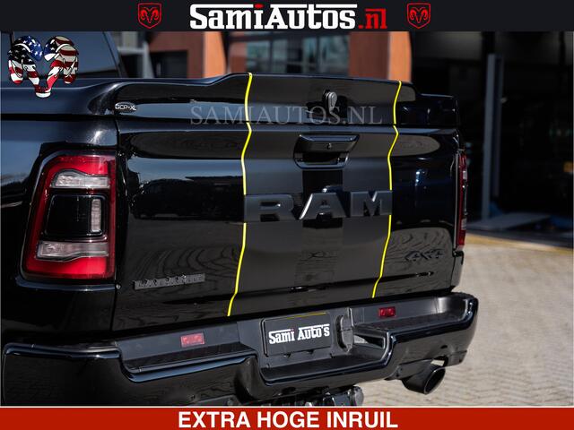 Dodge RAM PICKUP HULK PACK | BULLBAR | 5.7 V8 | HUD | PANO | DIGI CLUSTER | 360CAM | ADAPTIVE CRUISE | HEADUP | DIGITALE BINNENSPIEGEL | LARAMIE SPORT 4X4 | 3500KG | LEDER | LANE ASSIST | DODE HOEK INSTALLATIE |