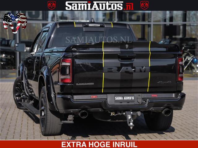 Dodge RAM PICKUP HULK PACK | BULLBAR | 5.7 V8 | HUD | PANO | DIGI CLUSTER | 360CAM | ADAPTIVE CRUISE | HEADUP | DIGITALE BINNENSPIEGEL | LARAMIE SPORT 4X4 | 3500KG | LEDER | LANE ASSIST | DODE HOEK INSTALLATIE |