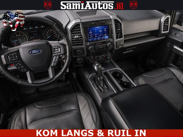 Dodge RAM PICKUP FORD F150 5.0 V8 4X4 | MAT OLIVE GREEN | BIJTELLING VRIJ | ZEER DIK | CAMERA | 3500KG | PANORAMA | LEDER | GO RHINO ROLLBAR | CRUISE CONTROL | PRINS LPG | BAKFLIP COVER | Deze pick-up is leverbaar met zowel een groot rijbewijs (C) als een klein rijbewijs 