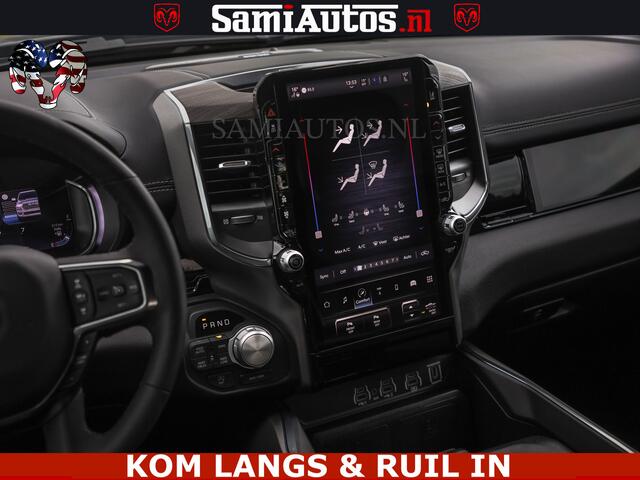 Dodge RAM PICKUP NIGHT PREMIUM | 426PK | STRIPING | LUCHTVERING | HUD | PANO | 360 CAM | Full Option | LIMITED WHEELS | De Meest Luxe Pick-Up in zijn Klasse | Comfortabele Dubbele Cabine met Royale 5 Zitplaatsen | EERSTE EIGENAAR | SMOKE PACK | BOM VOL |