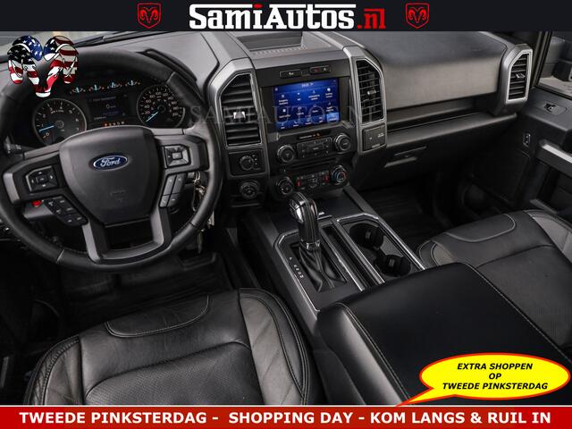 Dodge RAM PICKUP FORD F150 5.0 V8 4X4 | MAT OLIVE GREEN | BIJTELLING VRIJ | ZEER DIK | CAMERA | 3500KG | PANORAMA | LEDER | GO RHINO ROLLBAR | CRUISE CONTROL | PRINS LPG | BAKFLIP COVER | Deze pick-up is leverbaar met zowel een groot rijbewijs (C) als een klein rijbewijs 
