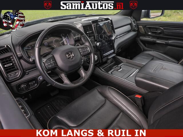 Dodge RAM PICKUP LIMITED HULK | 5.7 V8 402PK " HEMI | HUD | LUCHTVERING | PANO | MWK KLEP | MEGA VOL | DC | 5 PERS | CREW CAB | DUBBELE CABINE | GRIJSKENETEKN | MEEST COMFORTABELE BEDRIJFSAUTO |