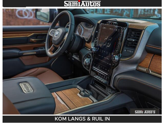 Dodge RAM PICKUP LONGHORN BRUIN LEDER 5,7L V8 HEMI | VIRTUAL | HEAD UP | PANODAK | LUCHTVERING | BOM VOL | DC | 402 PK | CREW CAB | DUBBELE CABINE | 4X4 | 5 PERSOONS | GRIJSKENTEKEN | LIMITED