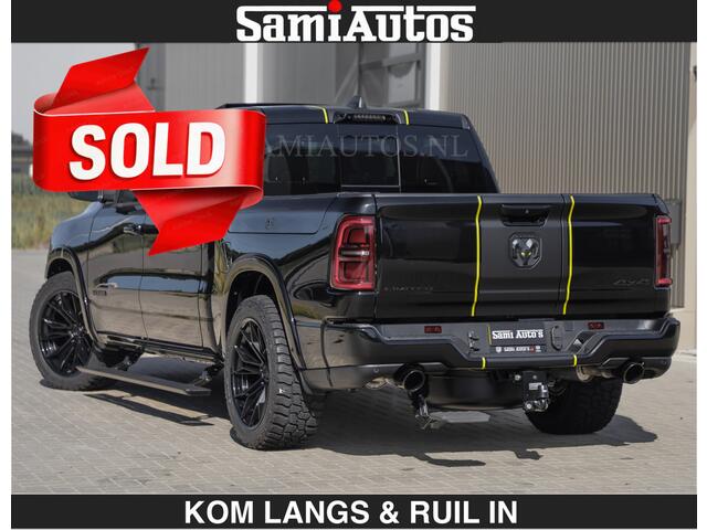 Dodge RAM PICKUP Limited Night H.O 540HP 706Nm | Massage + Full Option | De Meest Luxe en Volle Pick-Up in zijn Klasse | Comfortabele Dubbele Cabine met Royale 5 Zitplaatsen | BPM vrij | Nu Leverbaar uit Voorraad | Voorraad Nr 2356 - 0990 | De specialist in Amerikaanse pick-ups in Nederland en Europa.