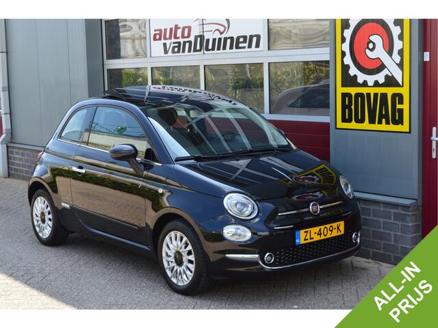 Fiat 500 0.9 TwinAir Turbo Lounge O.a: Carplay, Navi, Cruise, Airco, Open dak, PDC, Etc. All-in prijs!