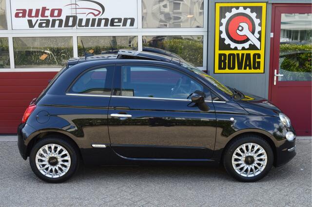 Fiat 500 0.9 TwinAir Turbo Lounge O.a: Carplay, Navi, Cruise, Airco, Open dak, PDC, Etc. All-in prijs!