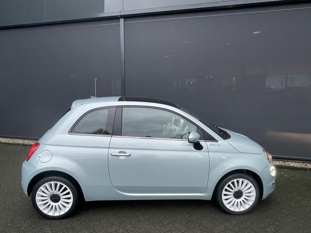 Fiat 500 1.0 Hybrid Dolcevita Clim control - Apple carplay/Android auto - Bluetooth - Cruise control - E ramen voor - Mistlampen - Multimedia voorbereiding - Panoramadak - Parkeersensoren Achter Speciale kleur Ocean green metallic