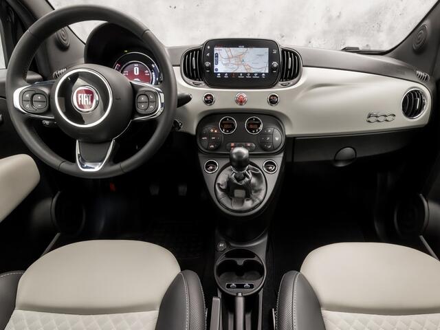Fiat 500 1.0 Hybrid Launch Sport (PANORAMADAK, VIRTUAL COCKPIT, APPLE CARPLAY, GROOT NAVI, LEDER, CLIMATE, SPORTSTOELEN, ZWART HEMEL, PARKEERSENSOREN, LM VELGEN, NIEUWSTAAT)