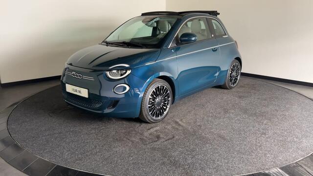 Fiat 500C La Prima 42 kWh | Lederen bekleding | Parkeercamera | Stoelverwarming | Soh (batterijcheck) 91,1 %