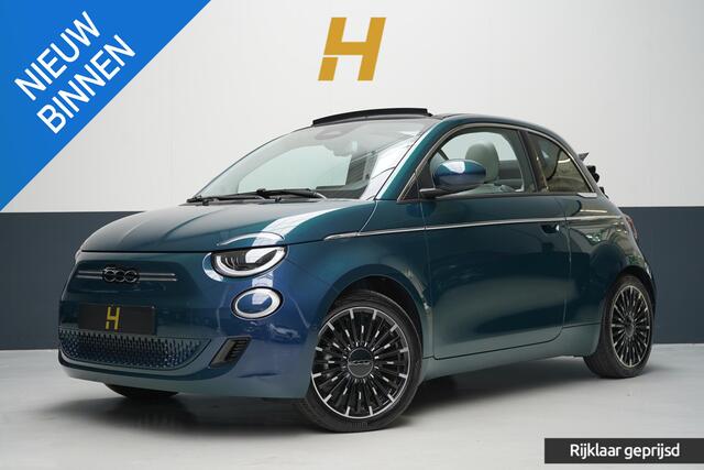 Fiat 500C La Prima 42 kWh | SoH 96,8% | Leder | Lm velgen | Navigatie | Carplay | Stoelverwarming