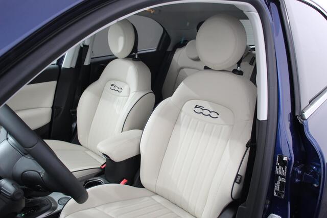 Fiat 500X Fiat 500X 1,4 Turbo 150pk Yacht Club Automaat Leder Navigatie Audio Canvas vouwdak Adaptive Cruise Control Camera Dab Led 18"Lmv Extra getint glas