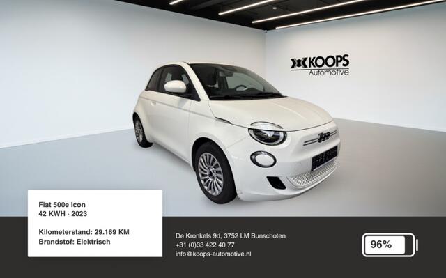 Fiat E-500 Icon 42KWH SOH 96% | Carplay | Cruise Control | Lane assist |