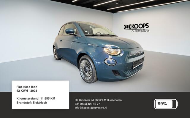 Fiat E-500 Icon 42KWH SOH 99% | Carplay | Navi | Cruise Control | Lane assist