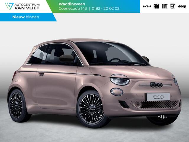 Fiat E-500 La Prima 42 kWh | Uit voorraad leverbaar | Panoramadak | Adapt. Cruise | Pack Top Plus | Camera | Leder | Apple Carplay