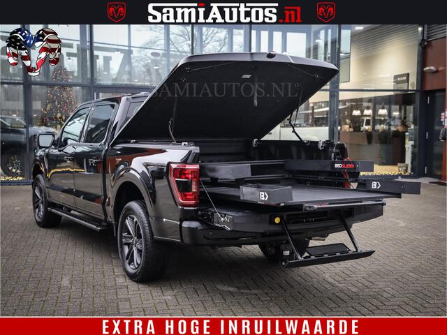 Ford (usa) F-150 BLACK OPS | 5.0 V8 406PK | 360 CAMERA | UITLAAT KLEP | BEDSLIDE | CREW CAB | LEDER | CREW CAB | DUBBELE CABINE | 5 PERSOONS | DC | GRIJSKENTEKEN |