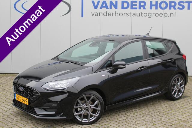 Ford FIESTA 1.0-125pk EcoBoost Mild-Hybrid ST-Line AUTOMAAT ! Gun uzelf het gemak, comfort en plezier van een automaat ! Volautm. airco, LED verlichting, navigatie, draadloze telefoonlader, stuur-, stoel- en voorraamverw., cruise control, parkeersensoren achter, lane